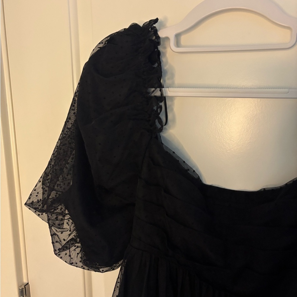 Windsor Black Polka Dot Sheer Dress - Picture 7 of 12